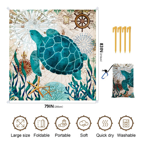 Manta De Playa, 79 X 83 Pulgadas, Impermeable, A Prueba De A