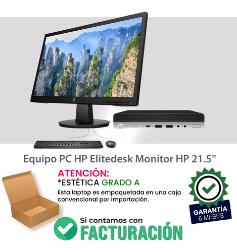 Equipo Pc Hp Elitedesk 21.5 Core I5 8th 16gb Ram 256gb Ssd (Reacondicionado)