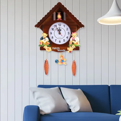 Reloj De Pared De Cuco, Árbol, Casa, Arte, Decoración Vintag