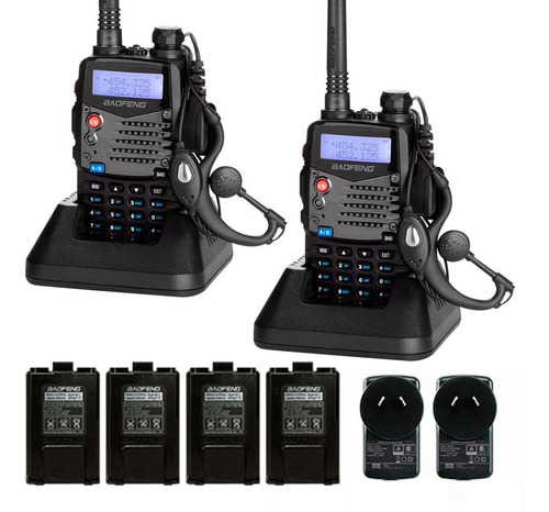 Kit Handies Baofeng Uv-5ra Doble Banda Manos Libres Bandas de frecuencia VHF/UHF Color Negro