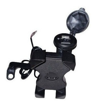 Soporte De Celular Para Moto Con Cargador Usb 2 Amperes Negro