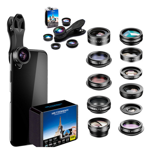 Kit De Lentes Para Smartphone Tele, Ojo De Pez, Macro Y Cpl