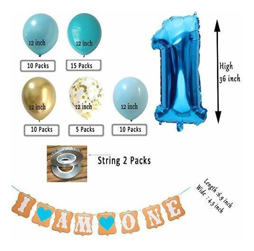 Imagen 3 de 4 de Baby Boy 1er Cumpleaños Decoraciones Rr Kit De Globos De Or