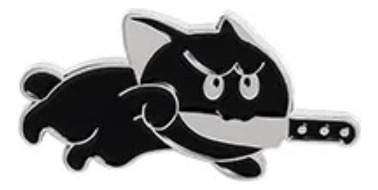 Pin Broche Gato / Gatito Negro Con Cuchillo Metálico