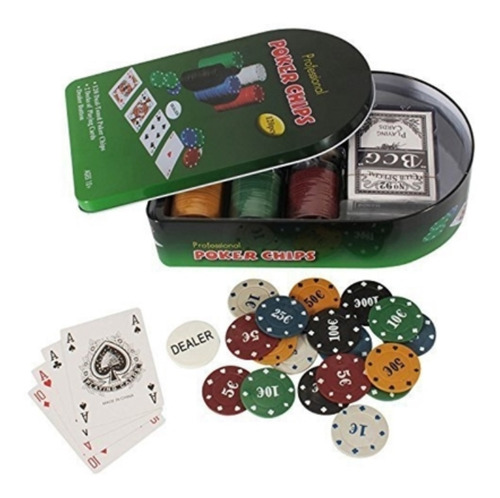 Casino Juego  Poker Set 120 Fichas 2 Mazos Dealer