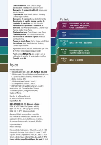 Imagen 4 de 6 de Algebra Baldor 4ta Edicion (tapa Dura)