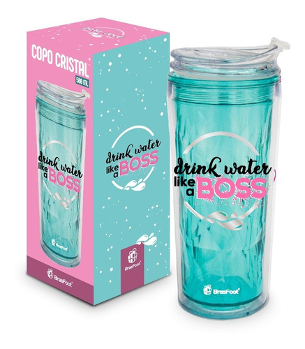 Copo Cristal New - Drink Water Like A Boss 500ml Lançamento