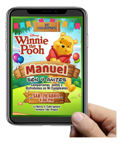 Tarjeta De Invitación Digital Winnie Pooh