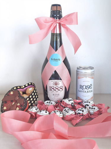 Box De Regalo Para Mujer Rosa Sidra Dulces Caja Empresarial