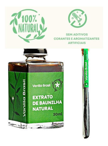 Kit 1 Fava 1 Extrato De Baunilha 100% Natural Vanilla Brasil