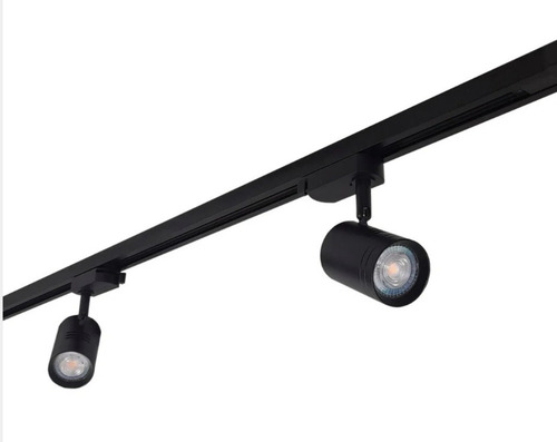 Riel Monofásico 1 Mt + 2 Focos Led Porta Gu10 + 2 Dicroicos