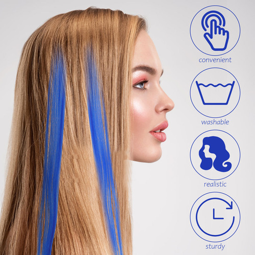 10 Extensiones De Cabello Sintéticas Con Resaltes De Colores