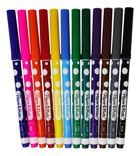 Plumones Paper Mate Unipunta Paquete 12 Colores Punta Conica