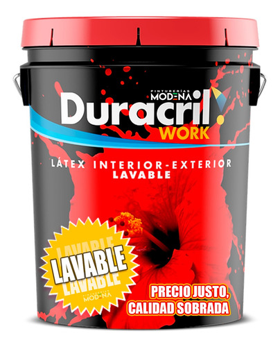 Pintura Latex Int/ext Lavable Work Blanca Duracril 20lts