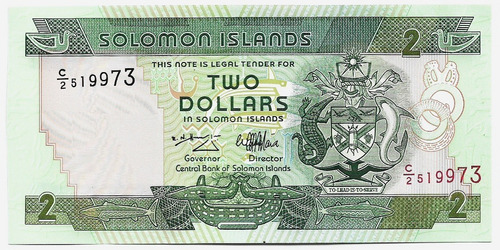 Fk Billete Islas Solomon O Salomon 2 Dolares 1997 P-18 Unc