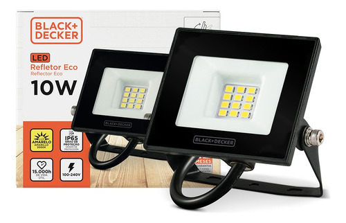 Reflector Led Exterior 10w Canchas Futbol Padel Black+decker Negro Pack X20 Calida
