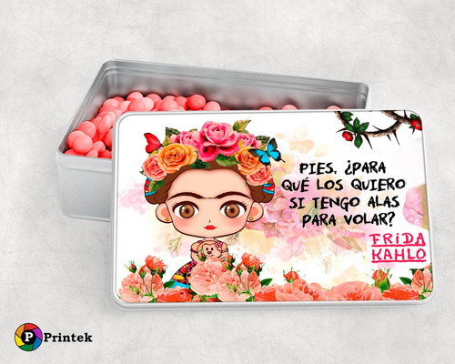 Cajita Metalica Multiuso Frida Kahlo - Personalizable 