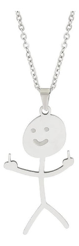 Collar Divertido Con Colgante De Dedo Medio Con Sonrisa Pers