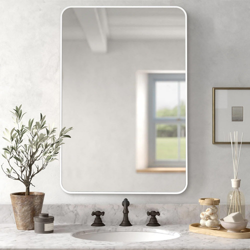 Culer Espejo De Pared De Baño Blanco Espejo Rectangular De