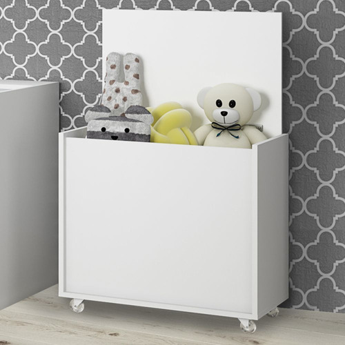 Baú De Brinquedos Com Rodízio Kd1635 Branco