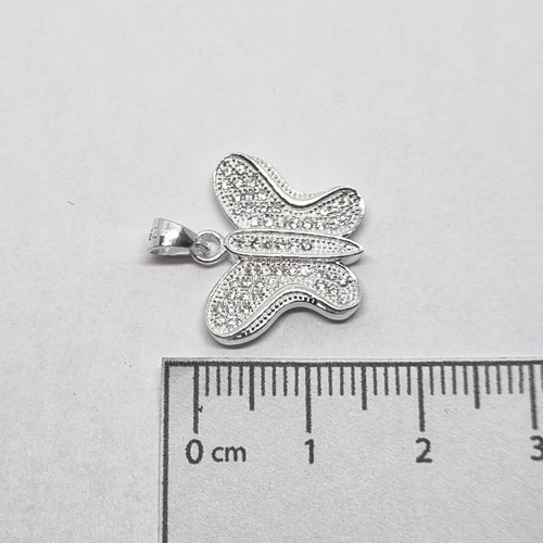 Imagen 5 de 6 de Dije Plata Rodinada Mariposa Con Cubic
