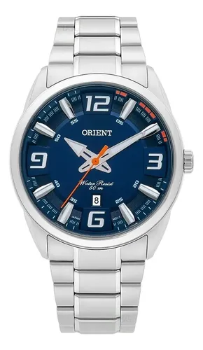 Relógio Orient Masculino Prata Fundo Azul MBSS1359-D2SX Aço Inoxidável