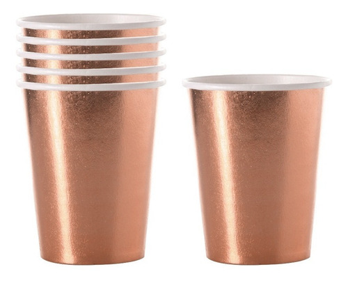 Imagen 3 de 4 de Set Platos, Vasos, Tenedores, Bombillas Rosa Gold 12 Persona