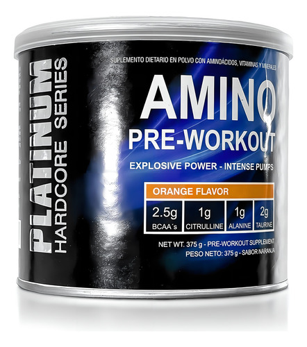 Platinum Amino Pre-entreno Platinum 375 Gr Sabor Naranja