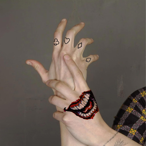 Nedeqi - 4 Hojas De Tatuajes De Joker De Gran Tamano, Tatuaj