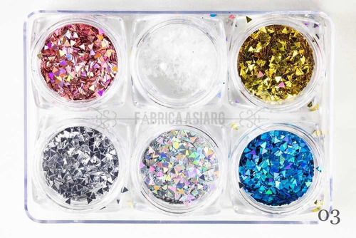 Glitter Strass Brillos Multi Formas Decoración De Uñas X6