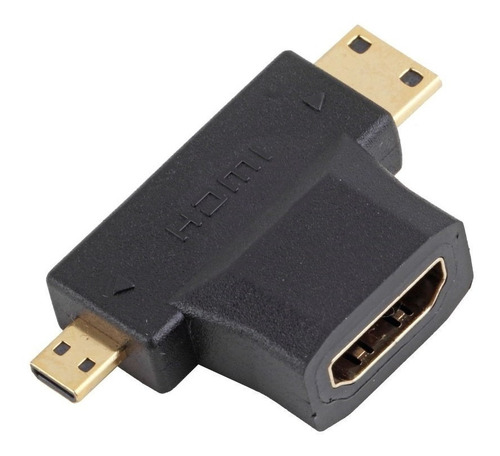 Doble Adaptador Hdmi A Micro Hdmi Y Mini Hdmi Oro Premium