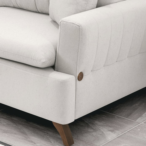 Sofa 3 Lugares 180 Cm Eron Linho Bege Vazzano Desenho Do Tecido Liso
