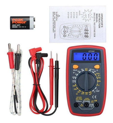 Imagen 3 de 8 de Multímetro Pro Tester Digital Con Buzzer Tension Dt33c