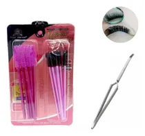 Comprar Set Pestañas Cepillos Peines Cejas Lash X12u + Pinza Curva