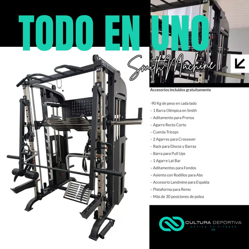 Multifuncional Todo En Uno Smith Machine Crossover Integrado (Usado)