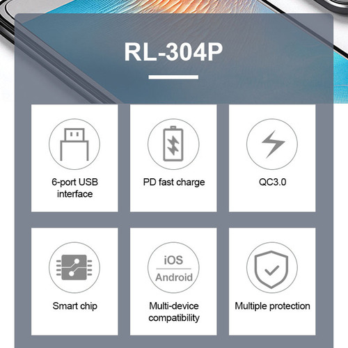 Para Cargador Usb Compacto Multipuerto Pd Qc3.0 Relife /