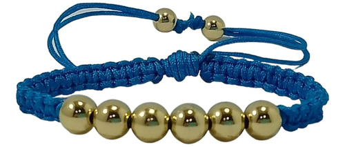 Pulsera Manilla Con Balines En Oro Laminado 