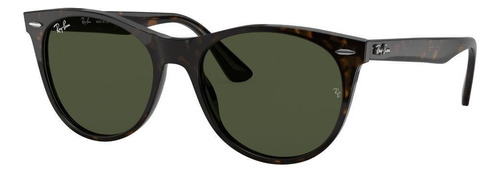 Anteojos de sol Ray-Ban Wayfarer II Classic Standard con marco de acetato color gloss tortoise, lente green clásica, varilla gloss tortoise de acetato - RB2185