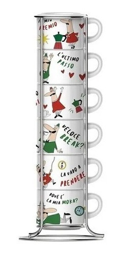 Tazas Bialetti Cafe Capuchino Porcelana 150ml Set X 6