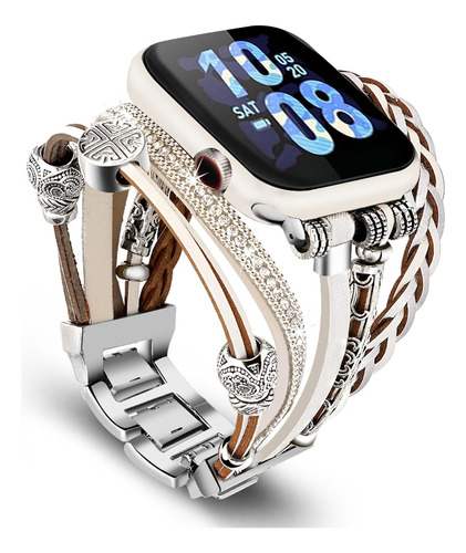 Malla Pulsera Para Iwatch Serie 9-1/se 41/40/38mm-b.plateada