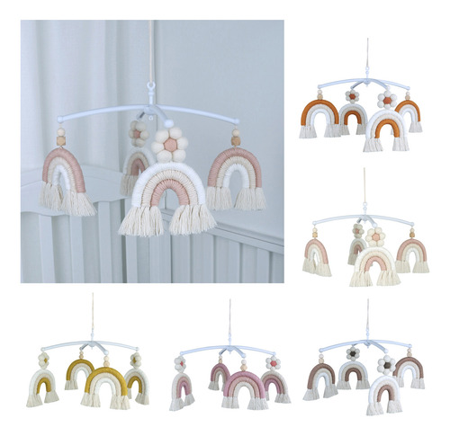 Colgante Móvil De Macramé Con Borlas Y Arcoíris Para Cuna De