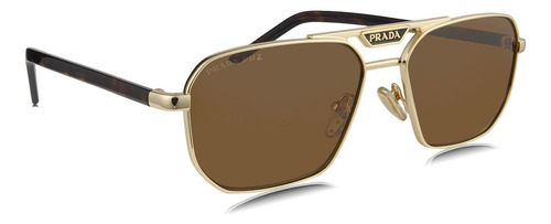 Prada Spr 58y Zvn-5y1 Square Shape Coffe Gold (Usado)