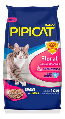 Arena sanitaria floral Kelco Pipicat para gatos, 12 kg