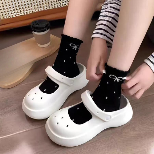 4 Pares De Calcetines Con Lazo Para Mujer, Suaves Y Cómodos