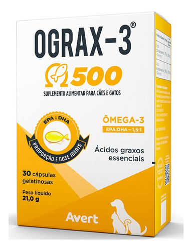 Ograx 500mg Avert C/ 30 Comprimidos Omega-3