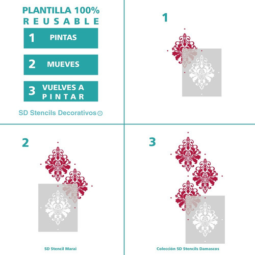 Imagen 6 de 7 de Stencil Ma Patron Plantilla Decorativa Reusable Para Pintar