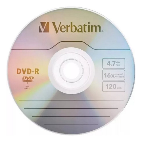 Disco Dvd-r Verbatim 120min 4.7gb 16x Grabable Torre X 50 Un