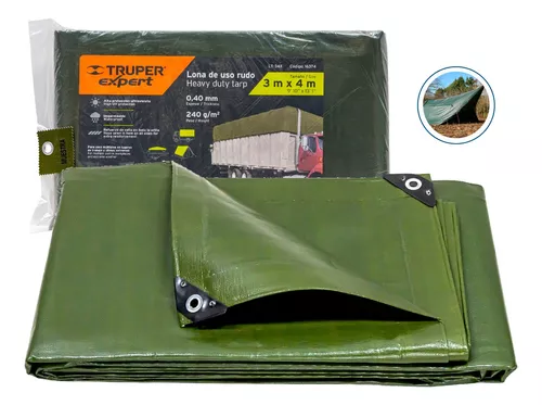 Lona de Uso Rudo Medida 3 M X 3 M - Lona Impermeable Calibre 18 oz