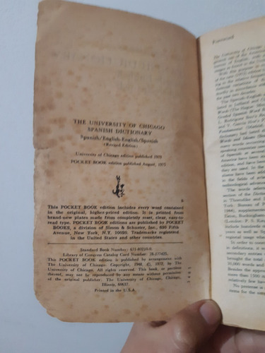 Yh Antiguo Diccionario Español Ingles 1975 Univ Chicago Usa