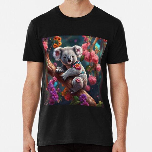 Remera Lindo Oso Koala En Árbol Con Flores. Algodon Premium